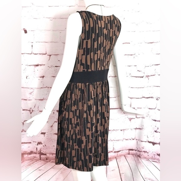 MICHAEL Michael Kors Petite L sleeveless Blouson Black Brown print Dress Large - Picture 8 of 15